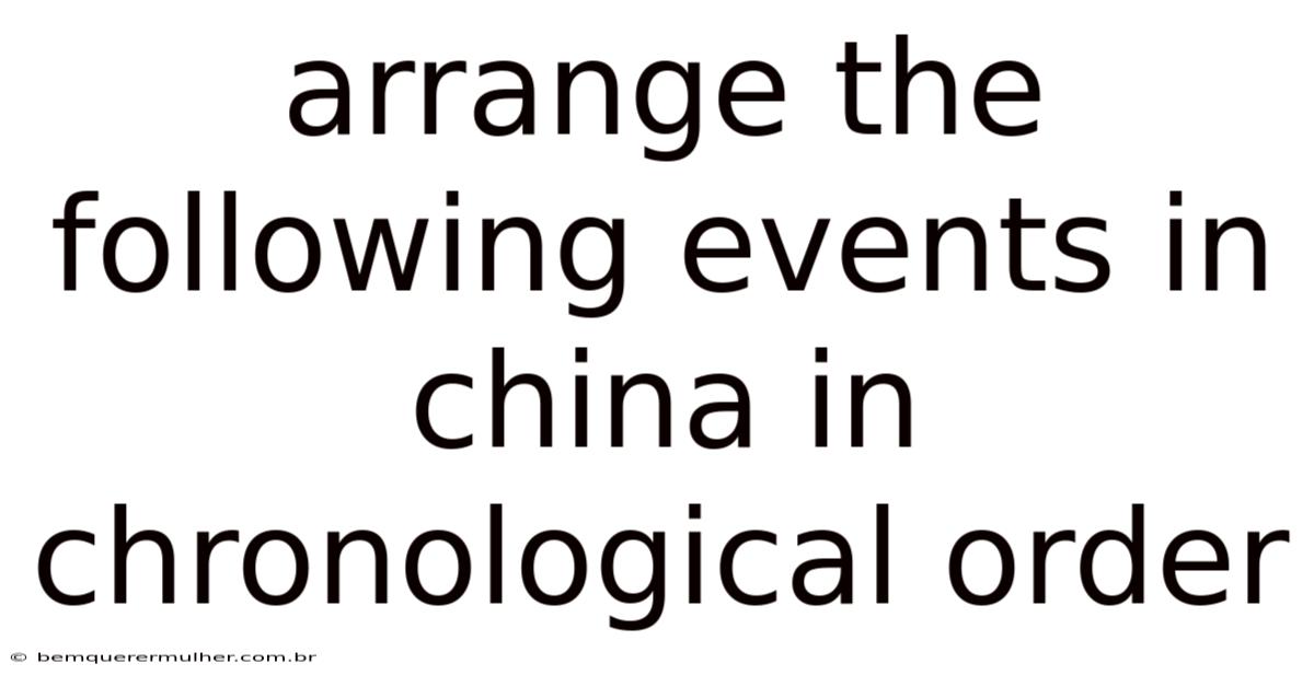 Arrange The Following Events In China In Chronological Order