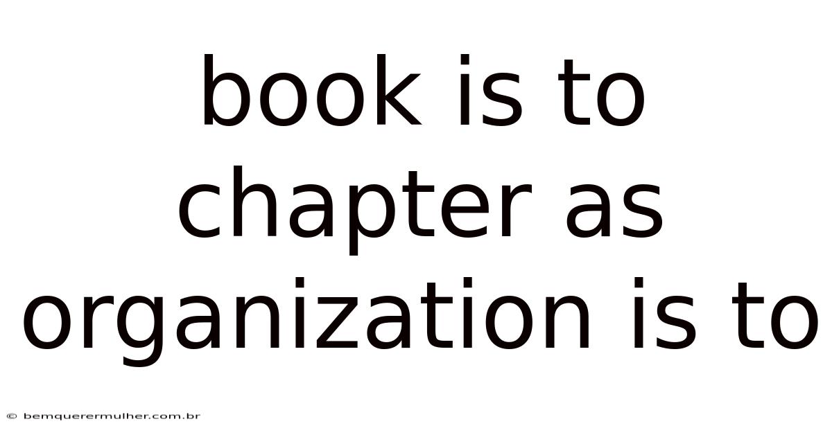 Book Is To Chapter As Organization Is To