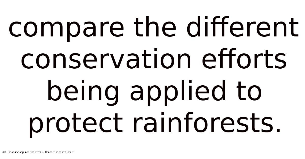 Compare The Different Conservation Efforts Being Applied To Protect Rainforests.