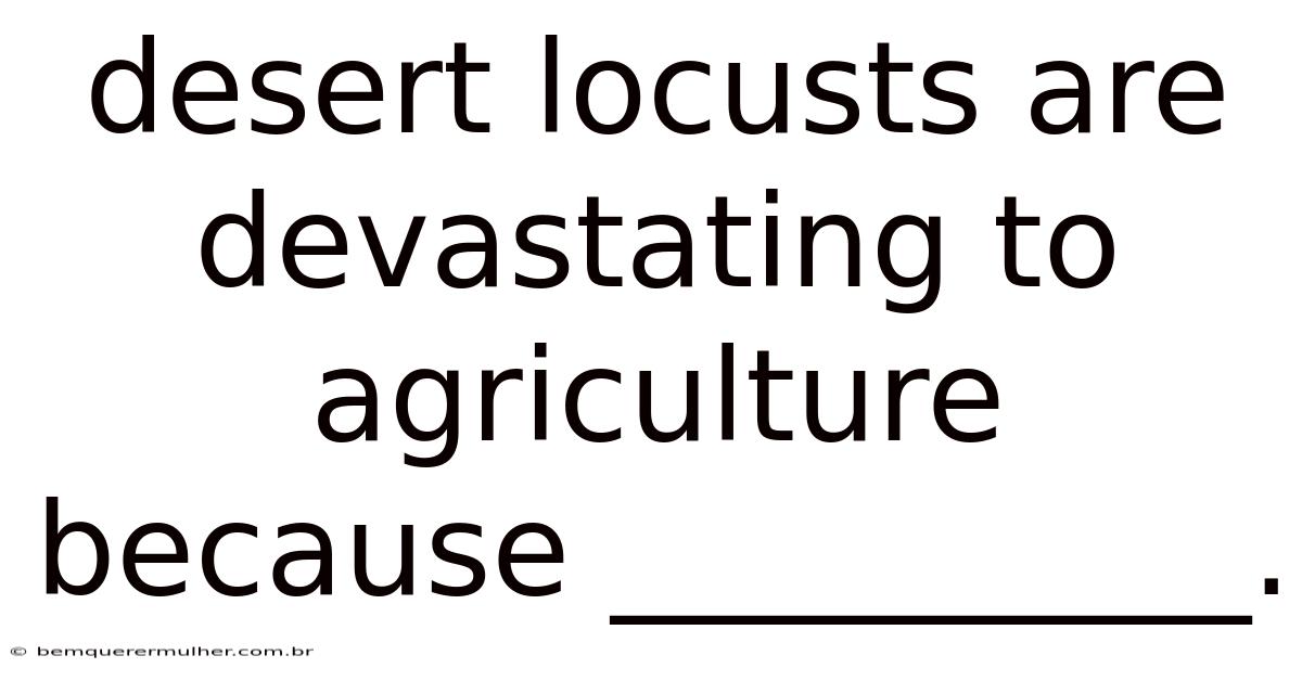 Desert Locusts Are Devastating To Agriculture Because __________.