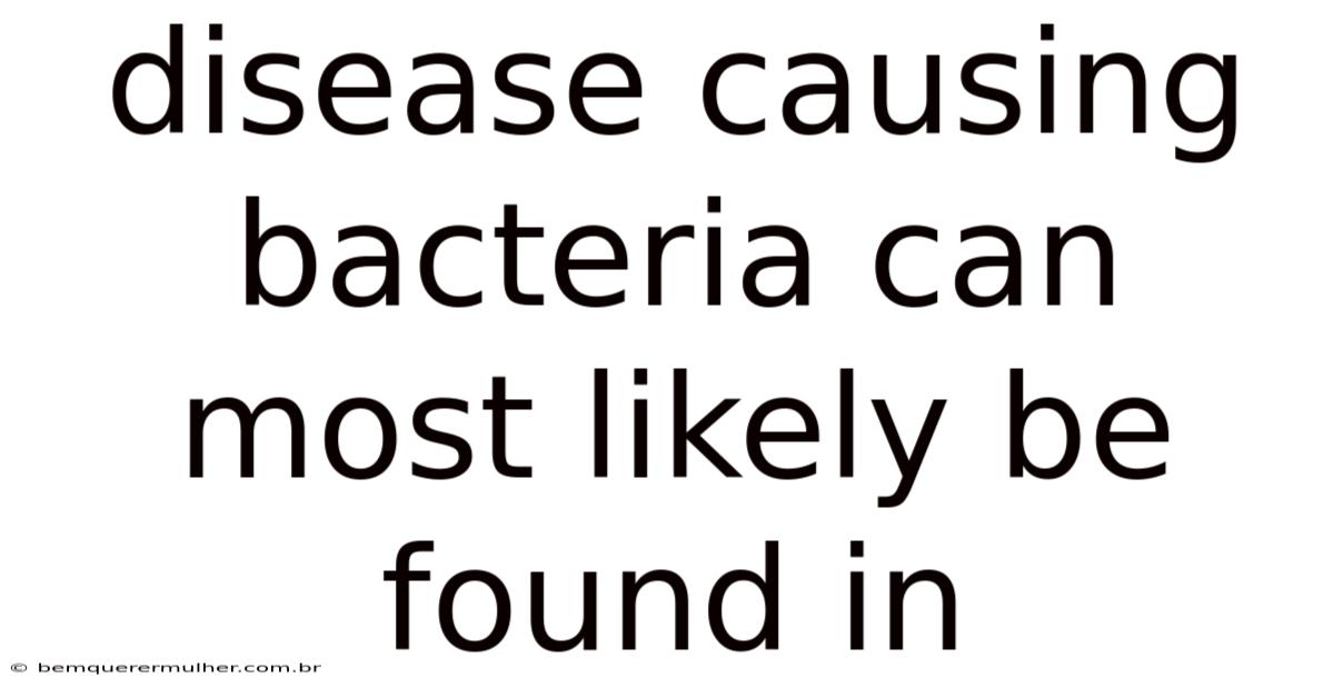 Disease Causing Bacteria Can Most Likely Be Found In