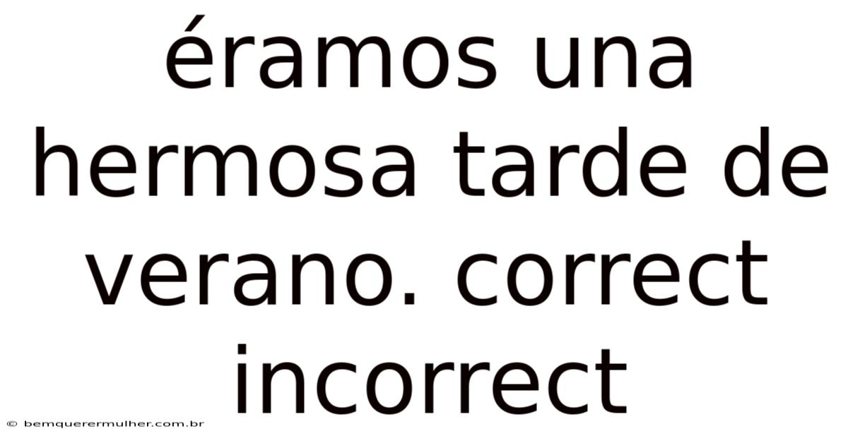 Éramos Una Hermosa Tarde De Verano. Correct Incorrect