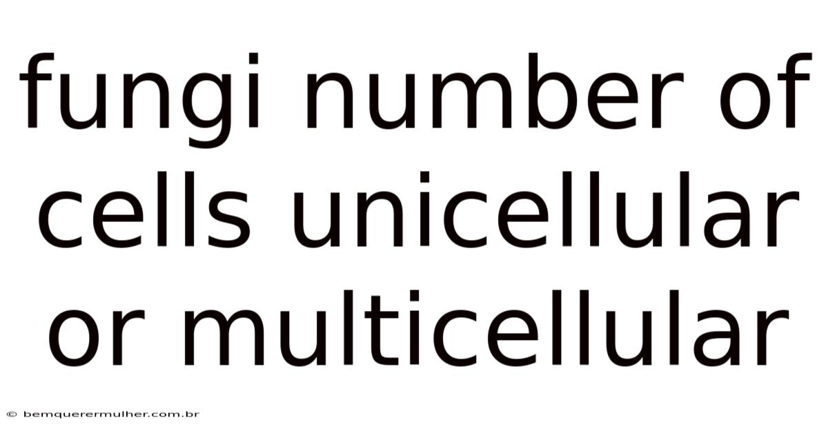 Fungi Number Of Cells Unicellular Or Multicellular