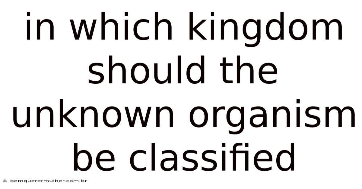 In Which Kingdom Should The Unknown Organism Be Classified
