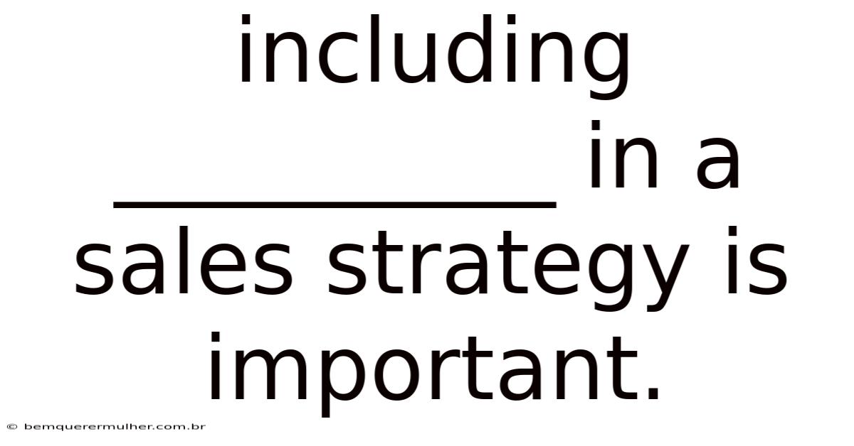 Including __________ In A Sales Strategy Is Important.