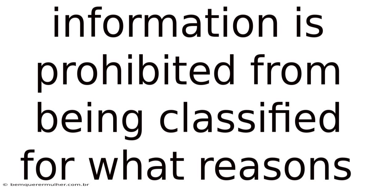 Information Is Prohibited From Being Classified For What Reasons