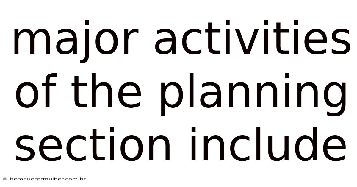 Major Activities Of The Planning Section Include