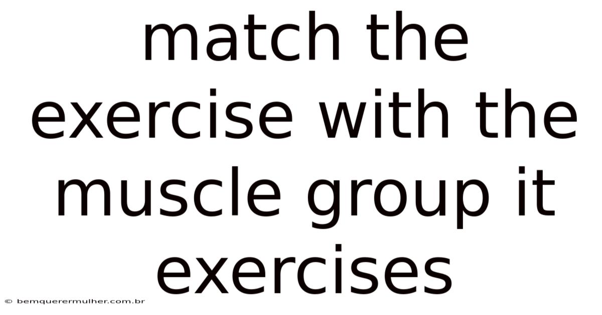 Match The Exercise With The Muscle Group It Exercises