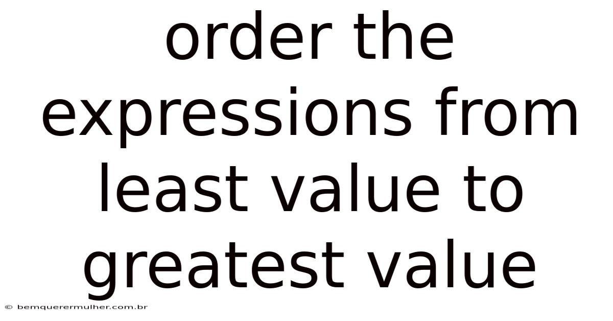 Order The Expressions From Least Value To Greatest Value