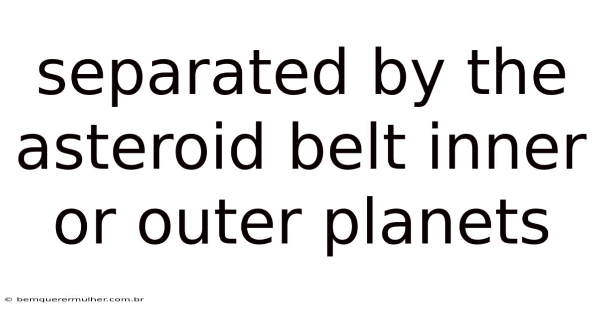Separated By The Asteroid Belt Inner Or Outer Planets