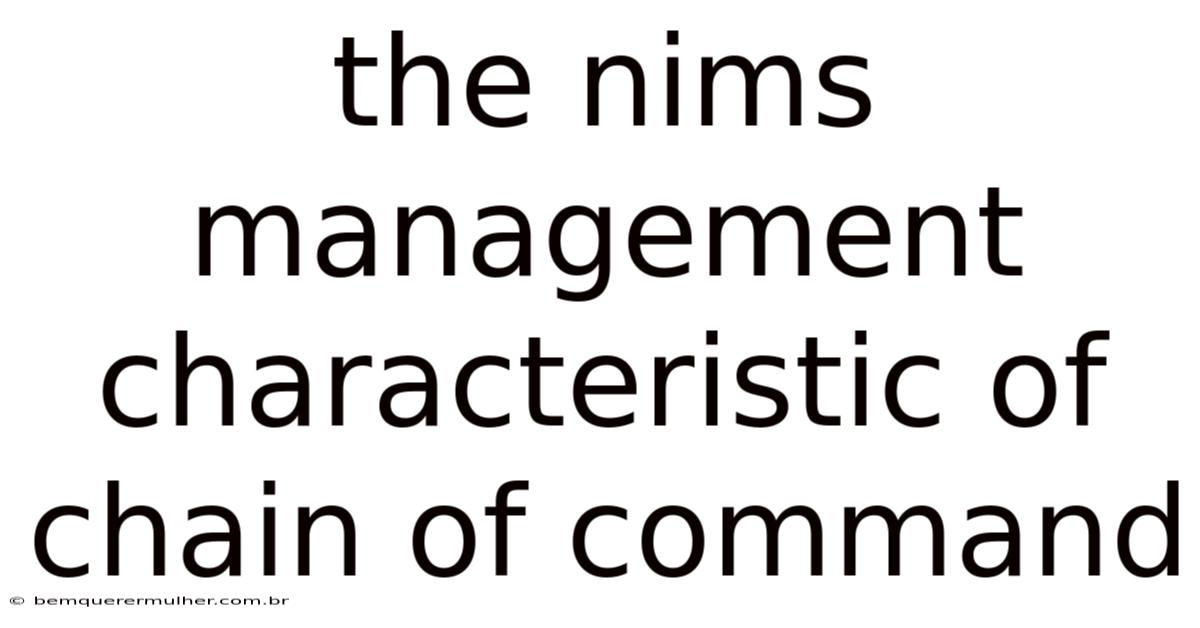 The Nims Management Characteristic Of Chain Of Command