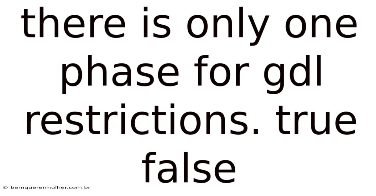 There Is Only One Phase For Gdl Restrictions. True False