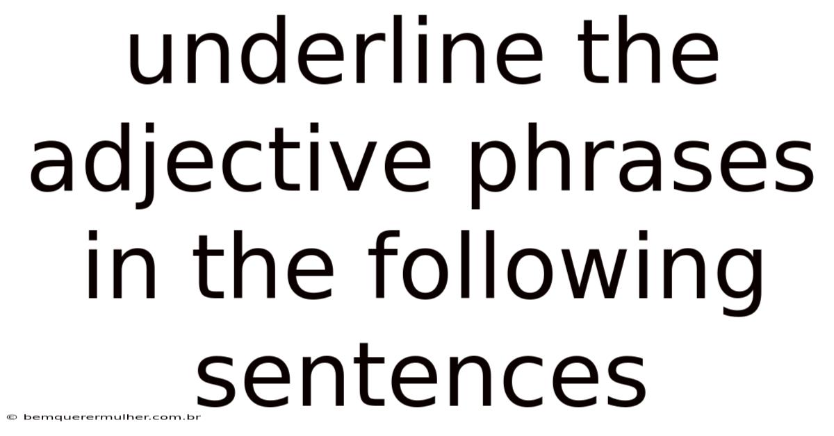 Underline The Adjective Phrases In The Following Sentences