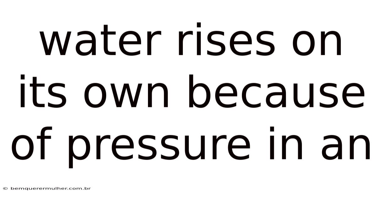 Water Rises On Its Own Because Of Pressure In An