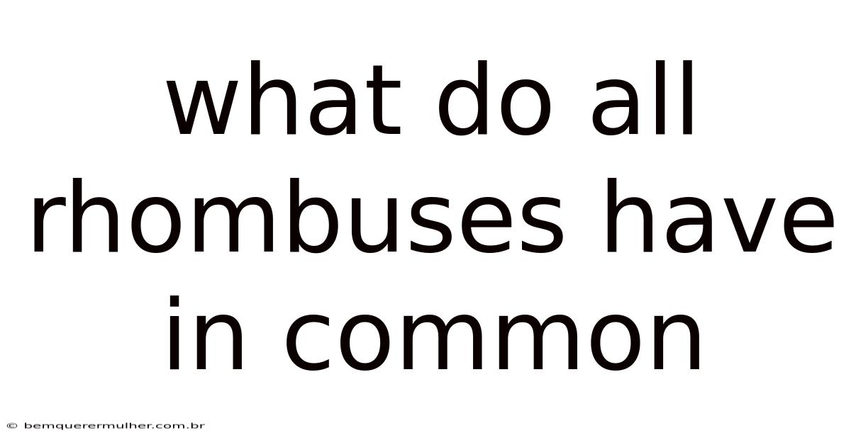 What Do All Rhombuses Have In Common