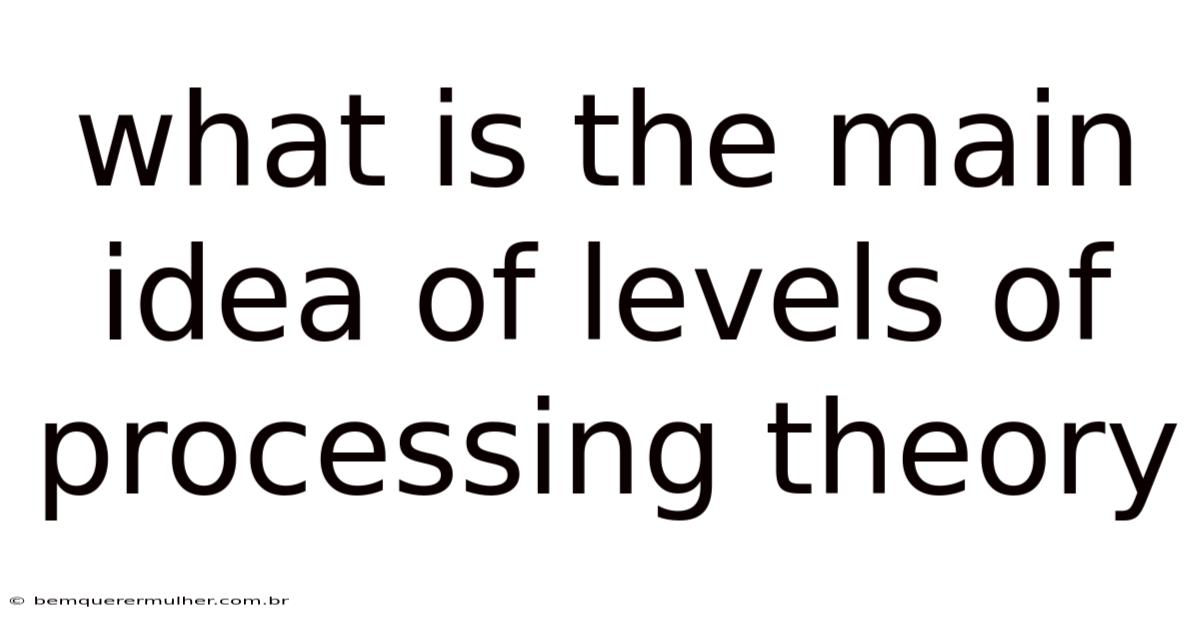 What Is The Main Idea Of Levels Of Processing Theory