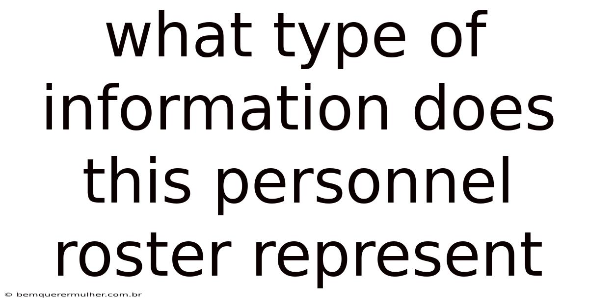 What Type Of Information Does This Personnel Roster Represent