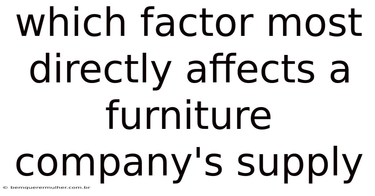 Which Factor Most Directly Affects A Furniture Company's Supply