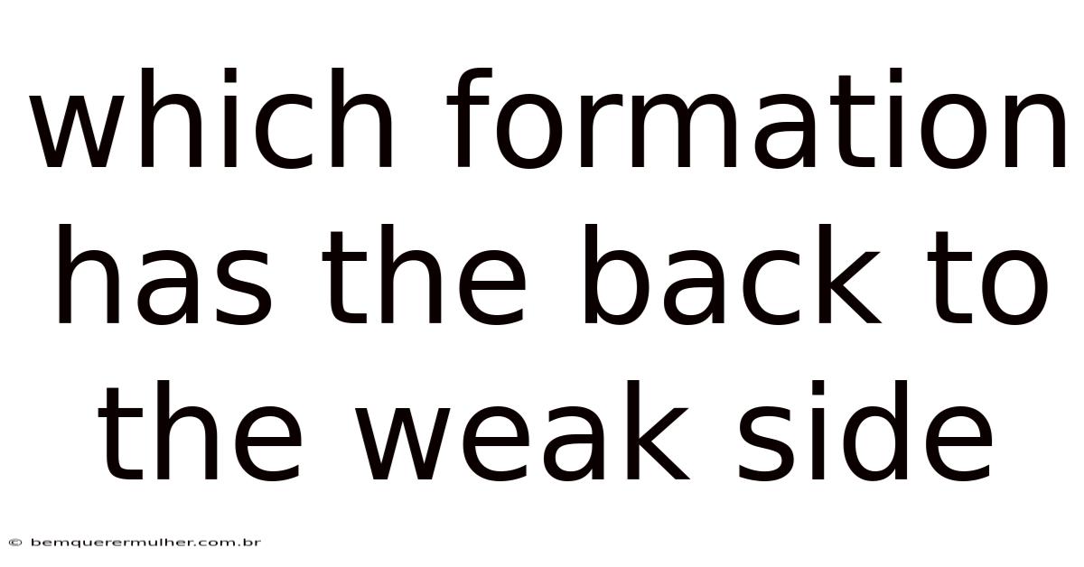 Which Formation Has The Back To The Weak Side