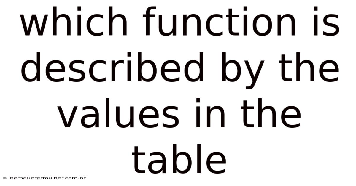 Which Function Is Described By The Values In The Table