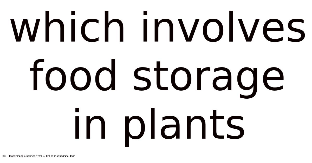 Which Involves Food Storage In Plants