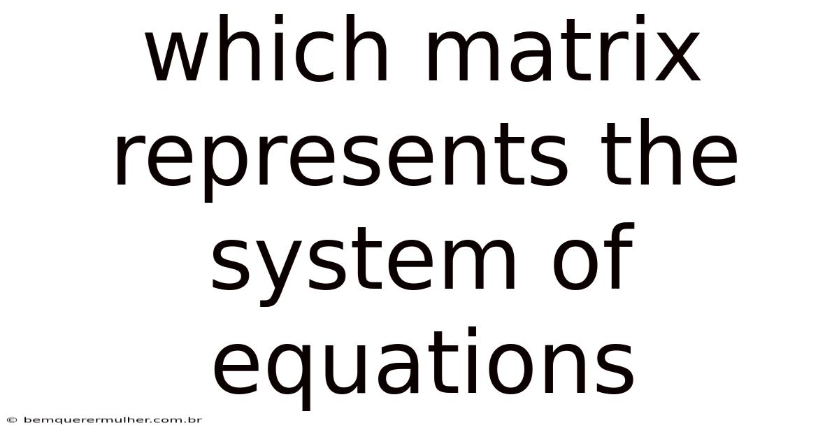 Which Matrix Represents The System Of Equations