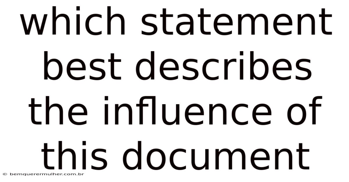 Which Statement Best Describes The Influence Of This Document