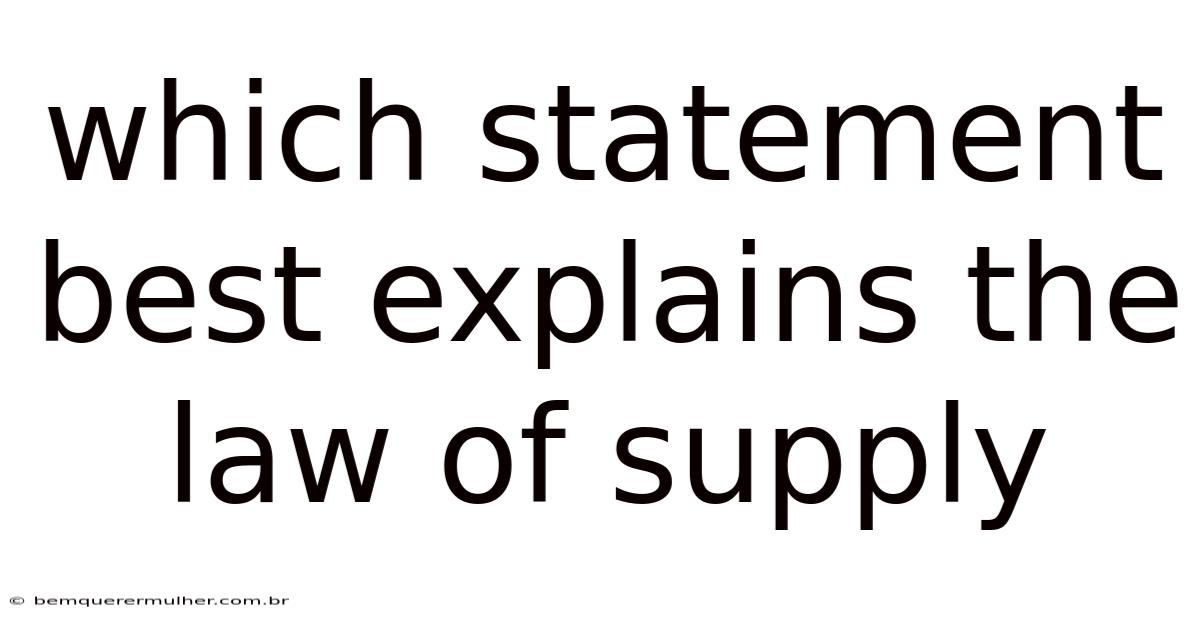 Which Statement Best Explains The Law Of Supply