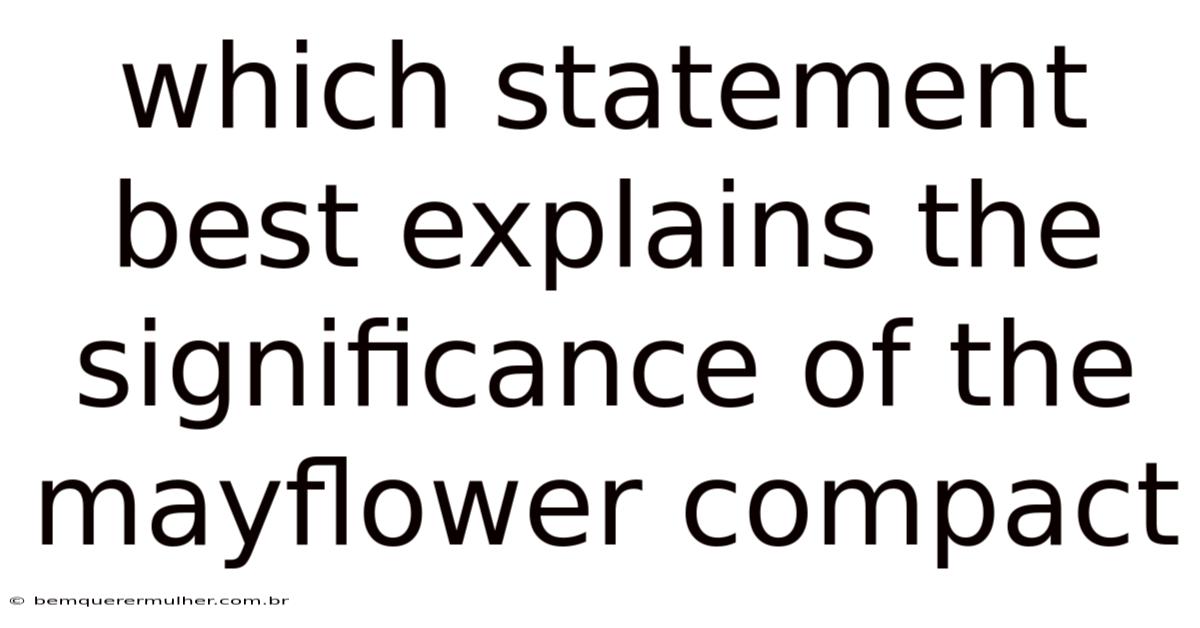 Which Statement Best Explains The Significance Of The Mayflower Compact