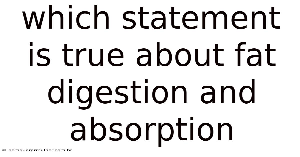 Which Statement Is True About Fat Digestion And Absorption
