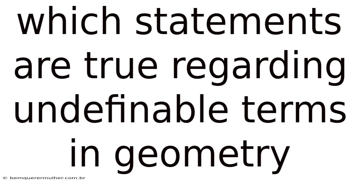 Which Statements Are True Regarding Undefinable Terms In Geometry