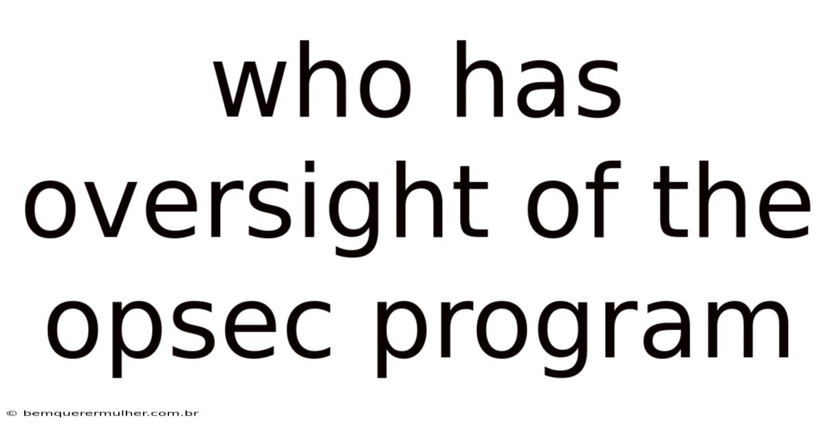 Who Has Oversight Of The Opsec Program