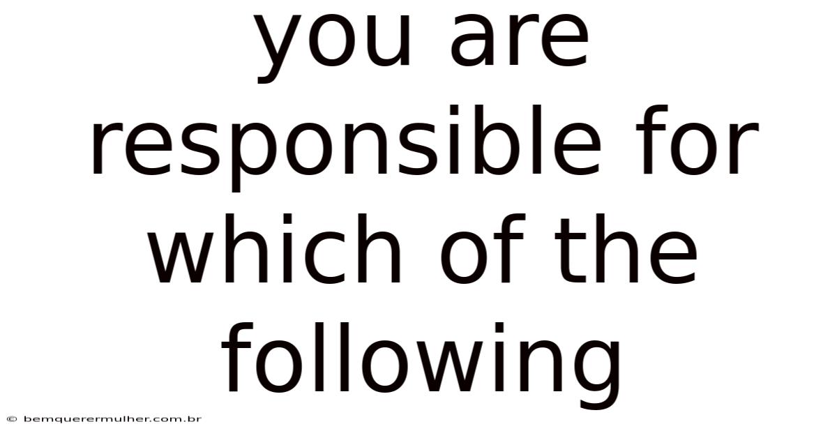 You Are Responsible For Which Of The Following